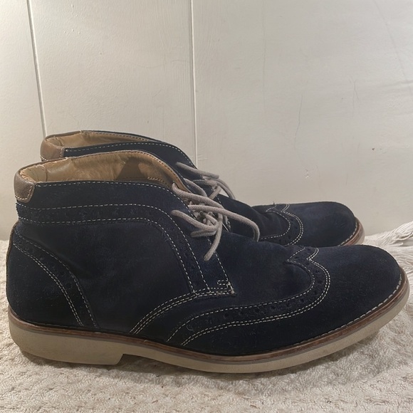 G H Bass Baltimore Blue Suede Oxford Ankle Boot Unisex - Picture 3 of 10